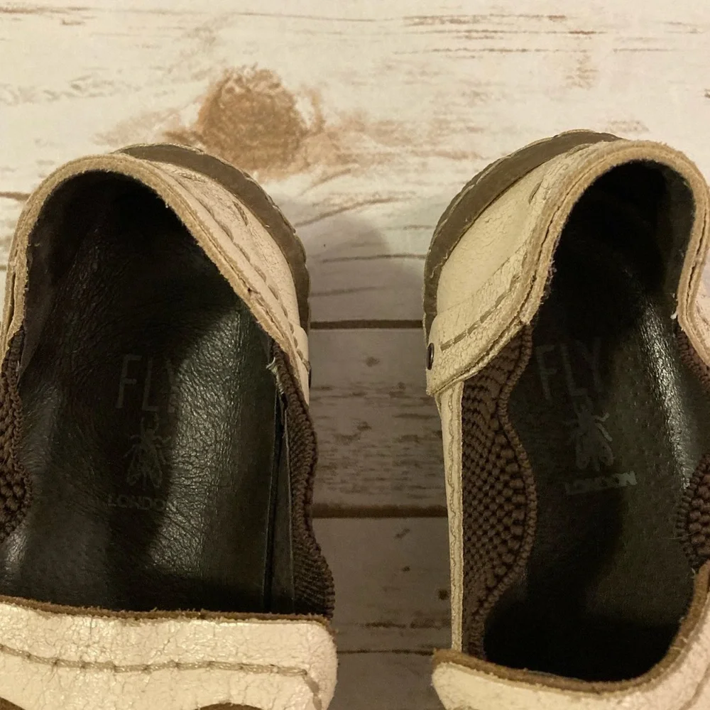 Fly London Brown Leather Slip On Loafers 42/9